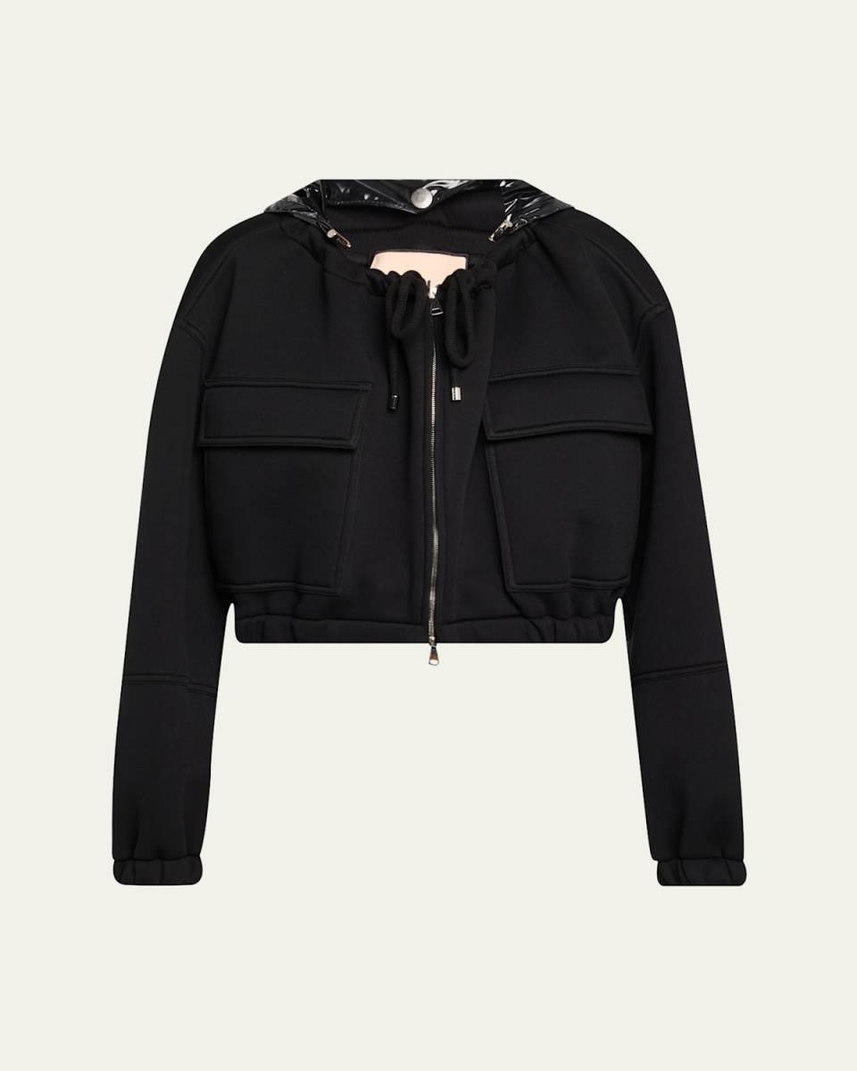 Zipped Drawstring Jacket with Detachable Hood